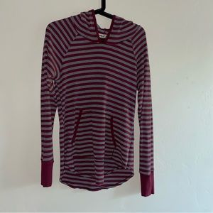 Michael Stars long sleeve hooded tunic shirt stripes O/S